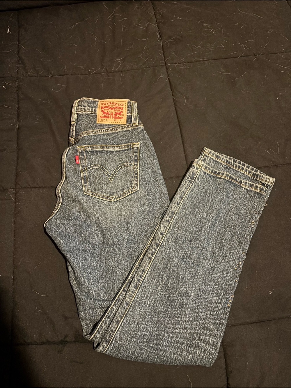 Women’s Straight Leg Levi’s With Rhinestone Bottoms